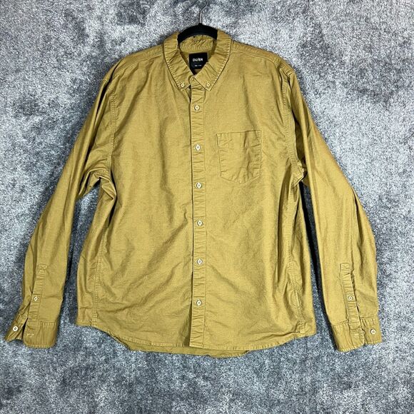 DUER Shirt Mens 2XL Brown Long Sleeves Blue Collar Workwear Button Up Comfort - Picture 1 of 8
